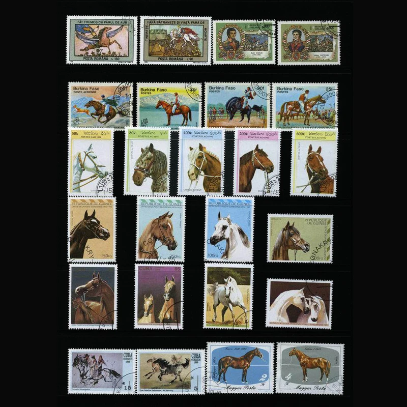 Collectible Vintage Postage Stamps - Timbres-poste 50 chevaux différents Timbres-poste vintage