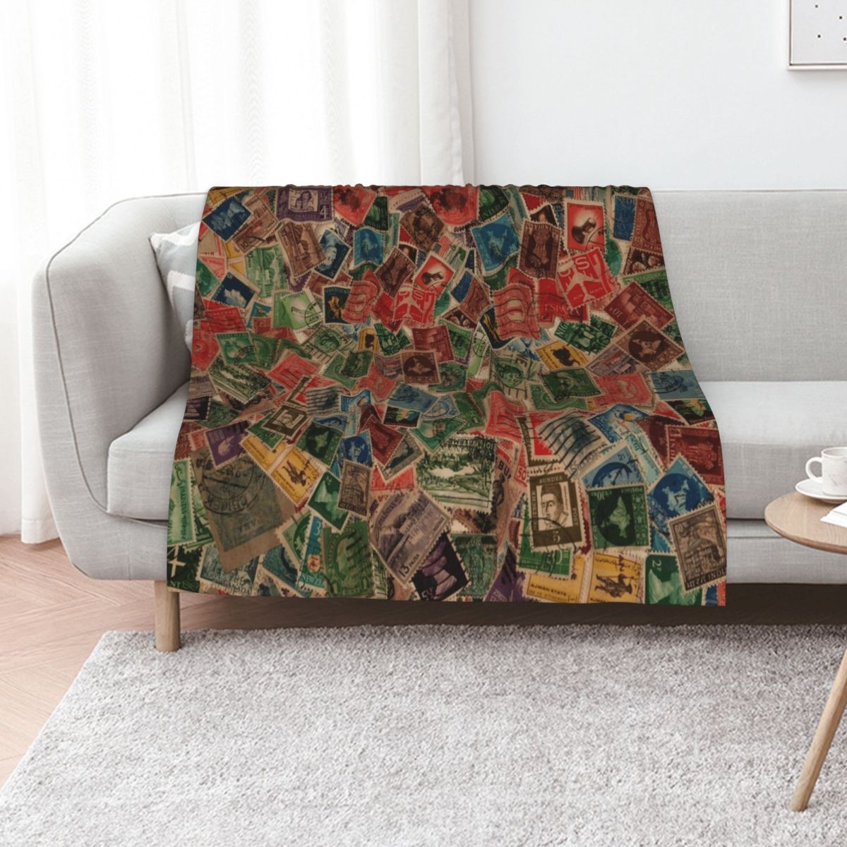 Collectible Vintage Postage Stamps - Couverture décorative élégante avec collection de