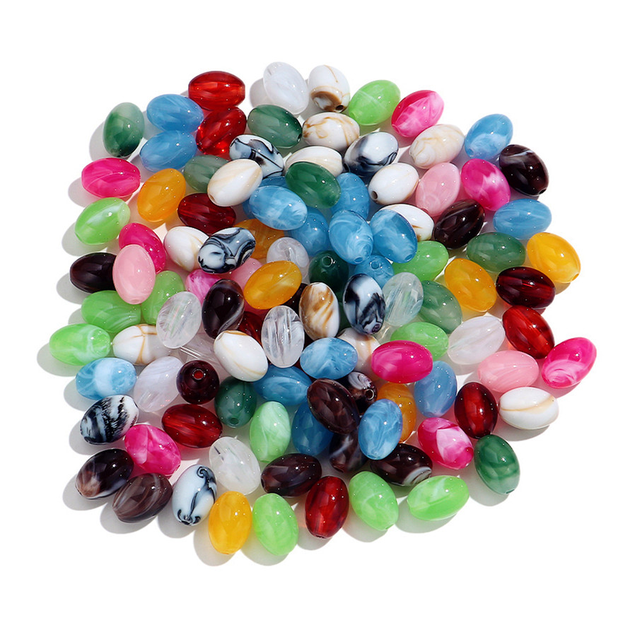 Vintage Collectible Marbles - 60 perles acryliques géométriques elliptiques colorées
