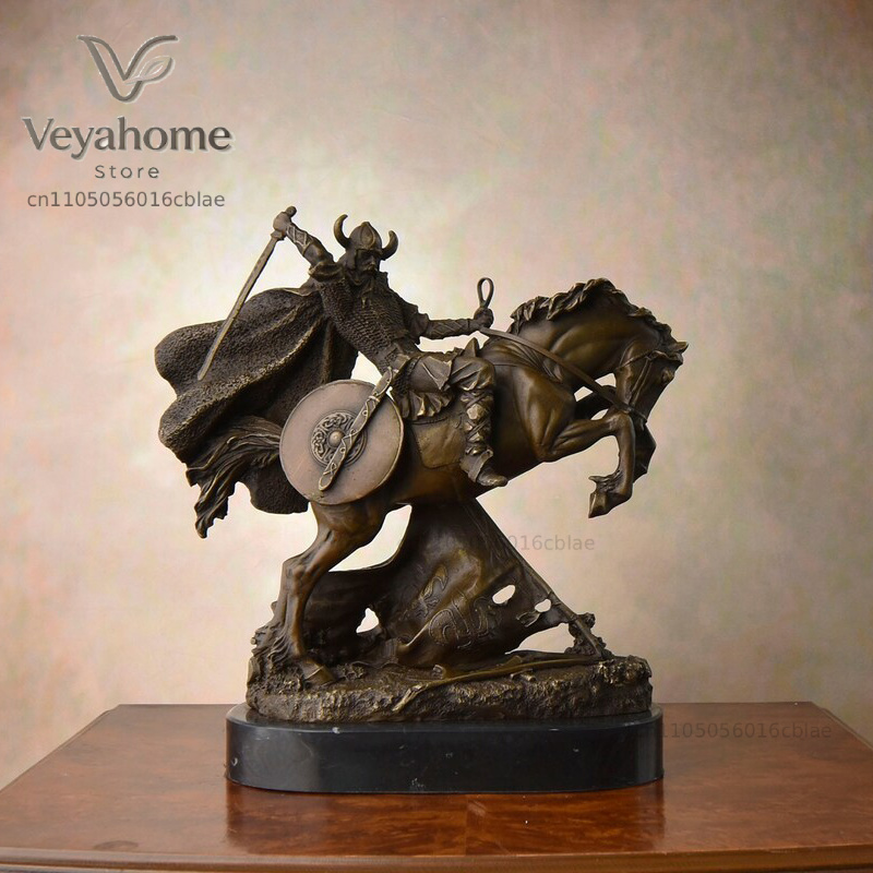 Vintage Collectible Marbles - Statue de guerrier médiéval en bronze,