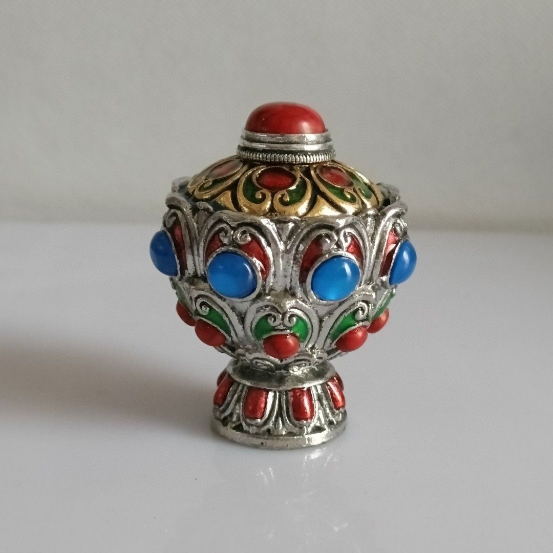 Vintage Collectible Bottles - Bouteille à snufflette vintage ethnique en