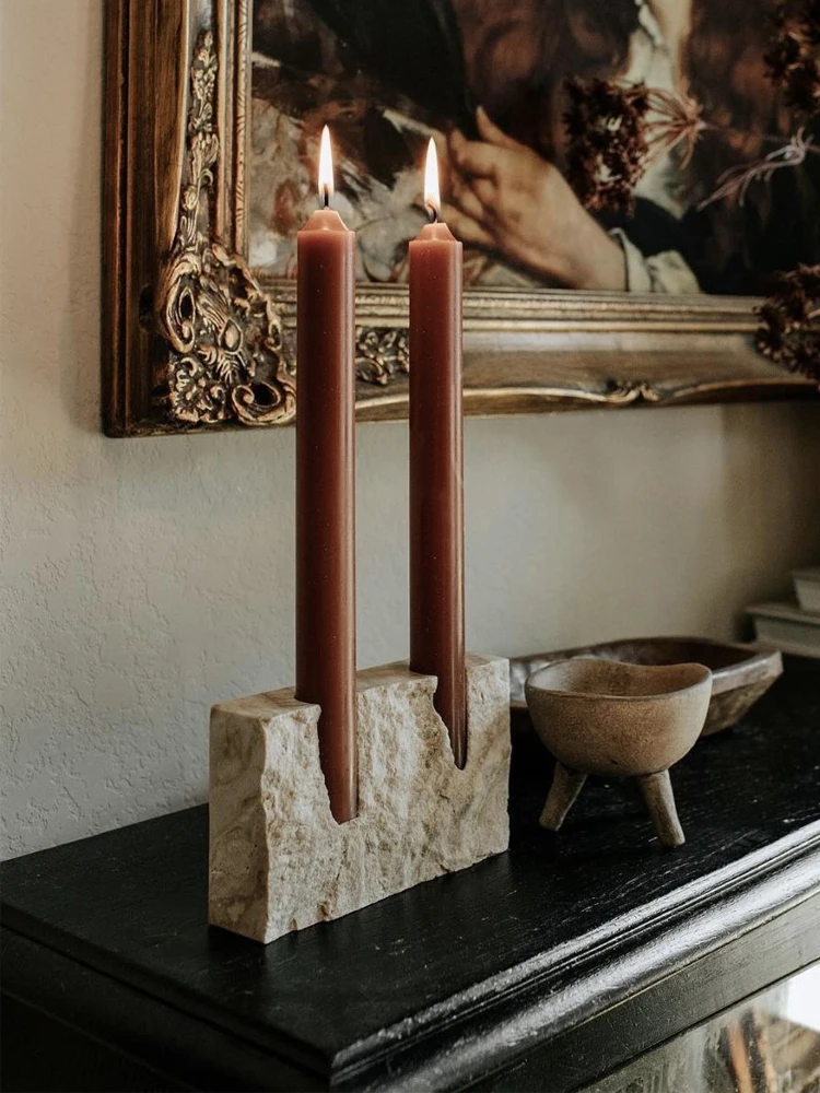 Vintage Collectible Marbles - Porte-bougie en marbre à 2 trous