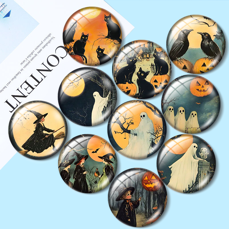Vintage Collectible Item - Cabochons en verre vintage Halloween 12/18/20/25mm