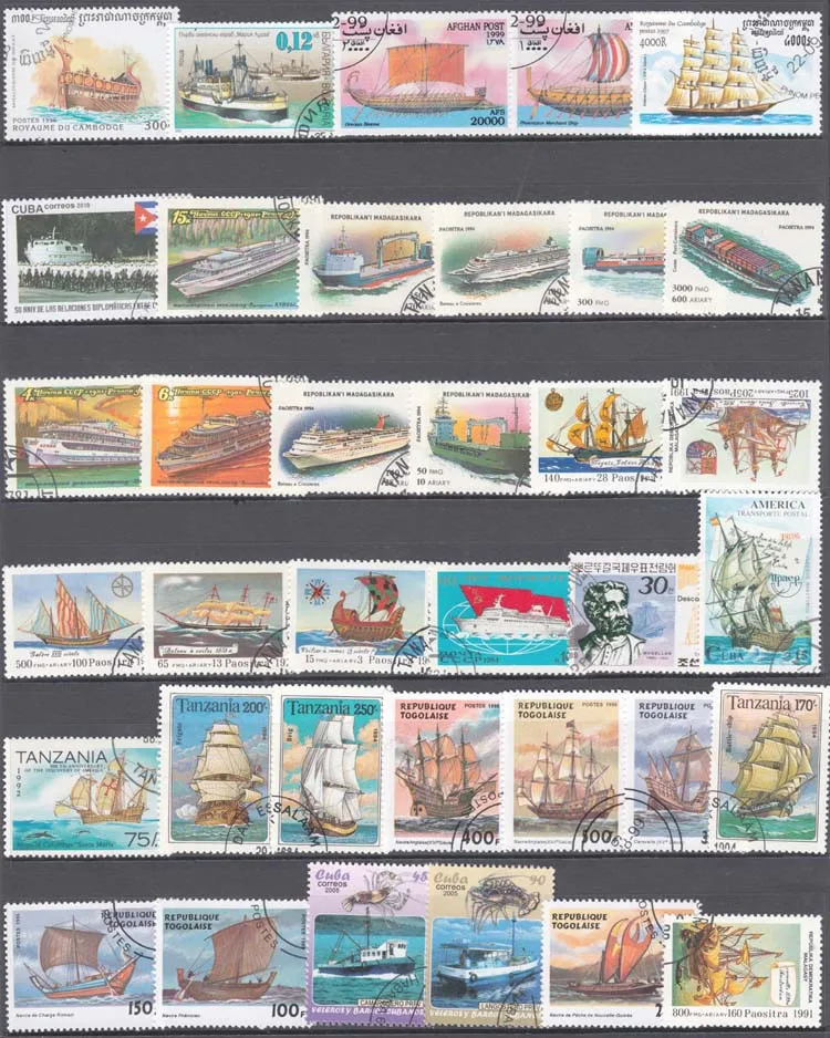 100 timbres spéciaux de navire - Collectible Vintage Postage Stamps avis et prix