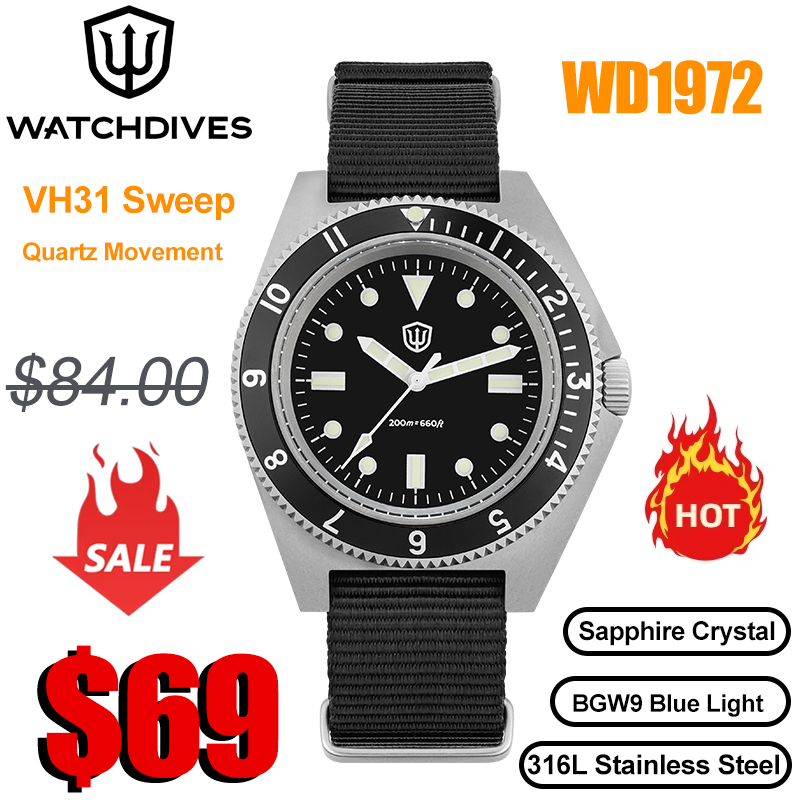 Watchdives WD1972 montre à Qua - Vintage Collectible Watches avis et prix